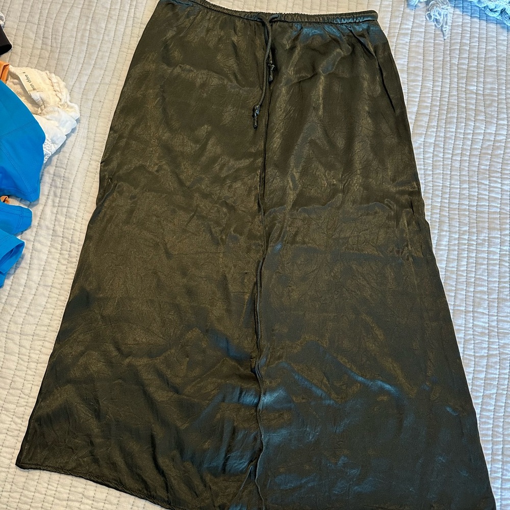 Olive green midi skirt